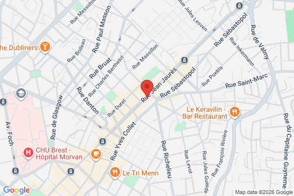 Carte de Rue Jean Jaurès, Brest, France