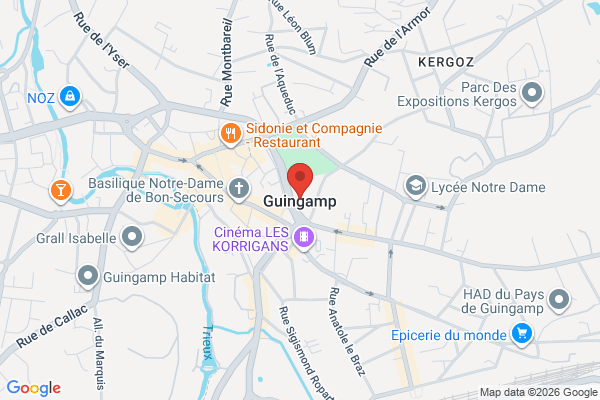 Carte de Guingamp, France