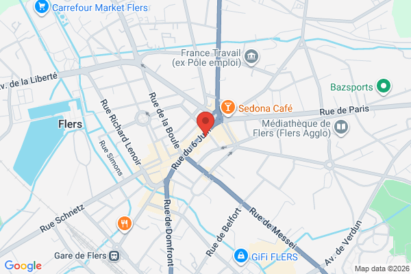 Carte de 15 Rue du 6 Juin, Flers, France