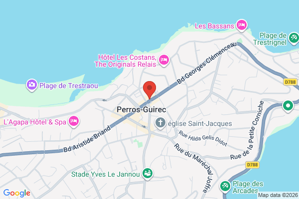 Carte de 43 Pl. de l'Hôtel de ville, 22700 Perros-Guirec, France