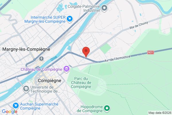 Carte de l'emplacement COMPIEGNE: LOCAL COMMERCIAL AVEC BELLE VISIBILITE EN ANGLE SUR AXE PASSANT