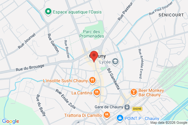 Carte de 2 Rue de la République, Chauny, France