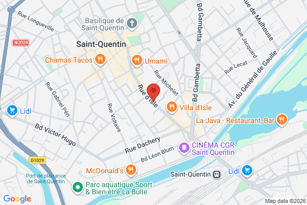 Carte de Rue d'Isle, Saint-Quentin, France