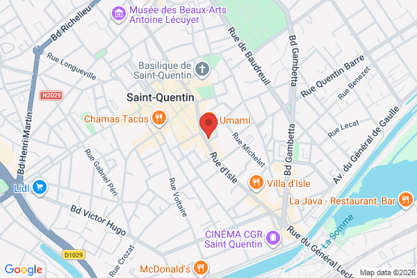 Carte de 7 Rue d'Isle, Saint-Quentin, France