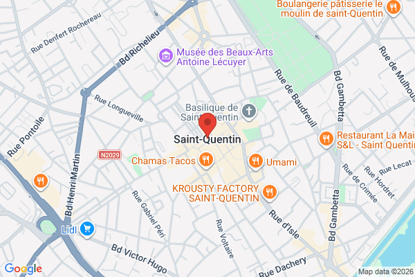 Carte de Saint-Quentin, France