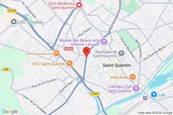 Carte de l'emplacement 02100 Saint-Quentin