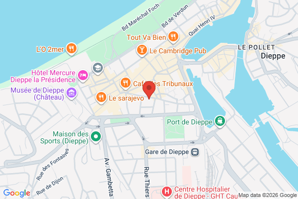 Carte de 57 Rue d'Écosse, Dieppe, France