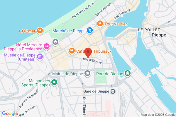 Carte de 32 Rue d'Écosse, Dieppe, France