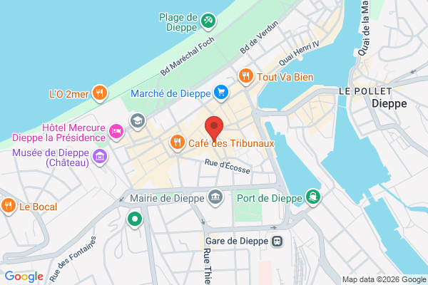 Carte de 11 Place Saint-Jacques, Dieppe, France