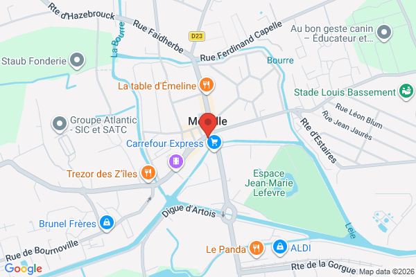 Carte de 3 Place de la Libération, 59660 Merville, France