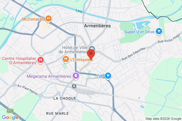 Carte de l'emplacement 59280 Armentières