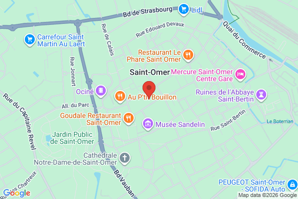 Carte de 45 Rue de Dunkerque, Saint-Omer, France