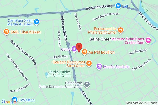 Carte de 16 Rue du Huitième de Ligne, Saint-Omer, France
